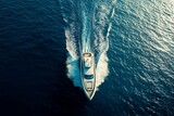 Elegant private motor yacht cruising across the ocean