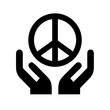 © Mariia - Minimalist black silhouette vector icon of hands holding a pacifism sign, symbolizing peace, unity, and the International Day of Non-Violence. Isolated on a transparent background