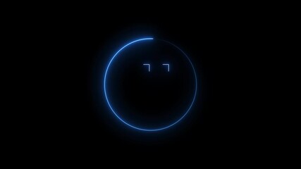 Neon glowing number countdown 15 to 0 second  animation, futuristic circular animation timer digital clock effect.