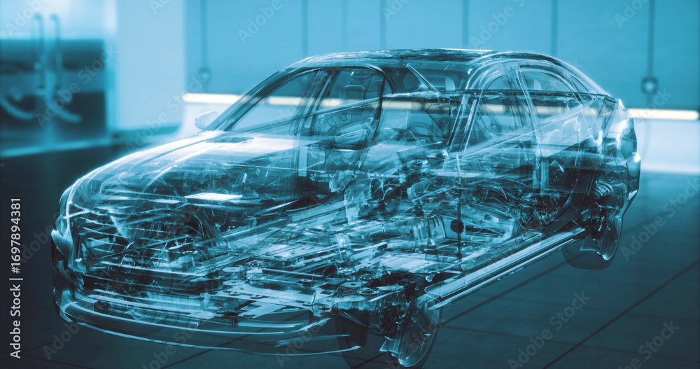 Translucent Automotive Front Module This mesmerizing display features a transparent vehicle, allowing a ...