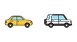 © mst - a yellow car and white van parked side by side