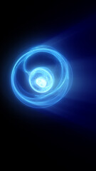 Wall Mural - a futuristic, glowing blue swirl, resembling a vortex of energy or light, set against a dark, void-l