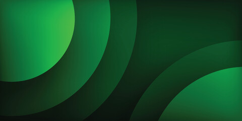 Wall Mural - dark green abstract background with realistic circle paper cut shape