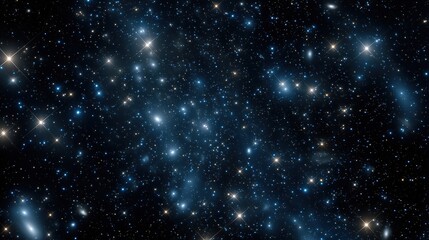 Blue Star Cluster in Deep Space with Myriad Stars