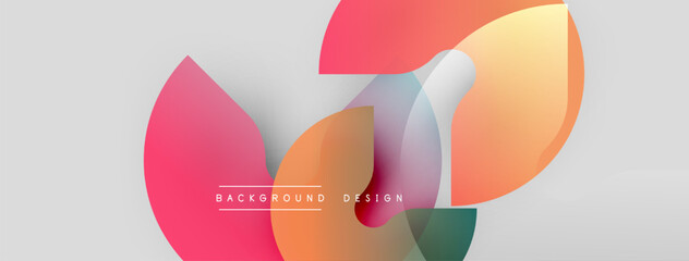 Wall Mural - Abstract shapes overlap, creating vibrant color gradients. Minimalist design with text background design centered. Clean, modern aesthetic.