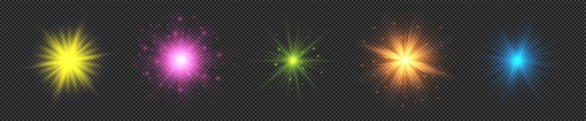 Wall Mural - set of light effects of lens flares
