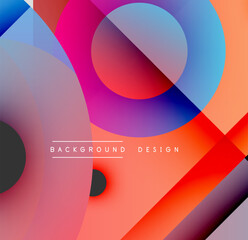 Wall Mural - Abstract composition. Overlapping shapes create vibrant gradients. Modern design with dynamic color transitions. Background elements suggest depth.