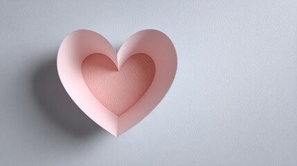Canvas Print - pink heart shape cutout on minimalist background for romantic themes