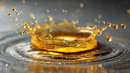 Canvas Print - Vibrant Water Splash with Golden Droplets Captured in Motion