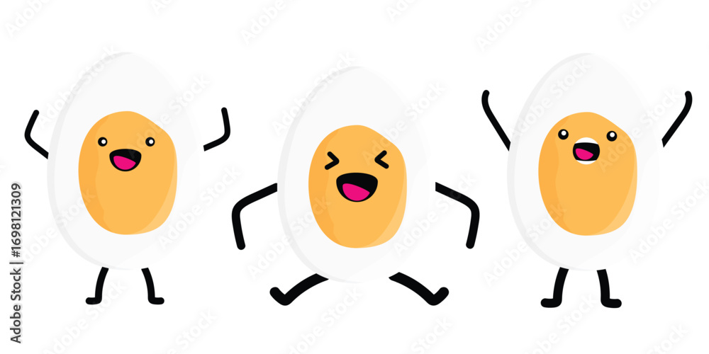 Image vectorielle Stock Egg character set collection. Smiling and happy ...