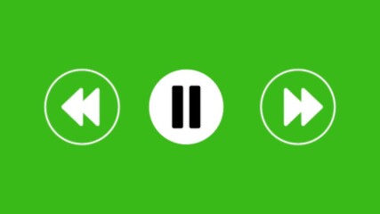 Animated play, pause, and rewind buttons on green screen. Seamless loop. Perfect for music or video projects