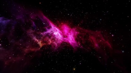 Wall Mural - loop galaxy glow pink nebula stars space travel cloud in deep space abstract sci fi background. 4k 3