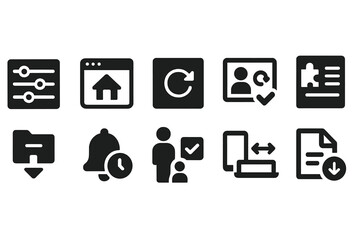 Technology, digital flat icon set. web, app development, interface icons flat style