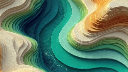 Wall Mural - a close-up photo of waves on a blue foreground and green background water