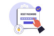 © Hengki - Flat Design of Password Reset and Account Security. Illustration of Changing an Online Password to Enhance User Protection. This illustration shows a hand interacting with a tablet to reset a password