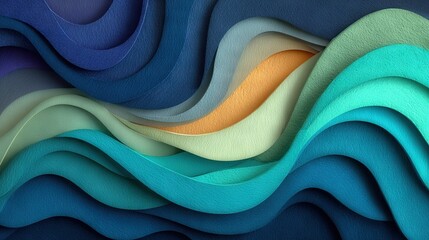 Wall Mural -   A dark background with a wave of blue, green, yellow, orange, and white colors, generated by a computer