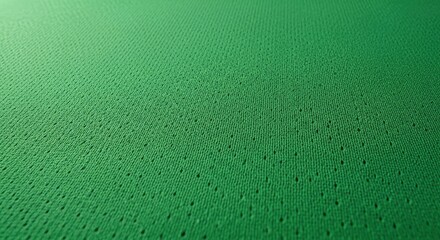 Close-up of vibrant green perforated fabric texture, ideal for sportswear or breathable textiles. Abstract background with subtle shadows and intricate detail.