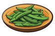 © Liudmila - Vector illustration of roasted green beans served on a plate, healthy vegetable side dish, realistic detailed texture, isolated on white background, Thanksgiving holiday food design.