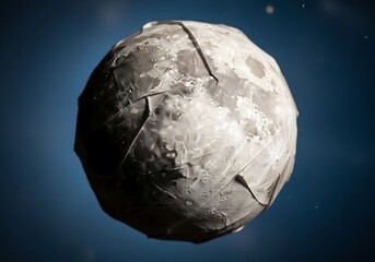 Handcrafted sphere exhibiting cratered surface against blurred backdrop