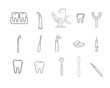 © Ani - Dental Tools Vector. Dentist Instruments Collection. Seamless Dental Icons. Oral Care Pattern. Dentistry Equipment Illustration.Dental tools and dentist instruments vector collection in clean line art