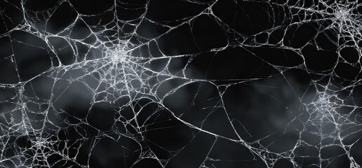Seamless intricate spiderweb pattern on a dark background.