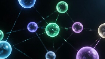 Abstract Glowing Spheres Connected by Lines Network Illustration