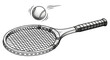 © zuleyka123 - Vintage Stipple Engraving Illustration of Tennis Racket and Ball for Sports and Classic Design