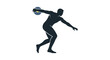 © Maryati - Silhouette of a male athlete throwing a discus in motion.