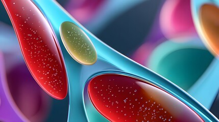 Wall Mural - colorful abstract fluid design with smooth drops and vibrant background in digital art
