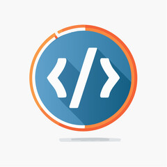 Code Tag Icon In Blue Orange Circle
