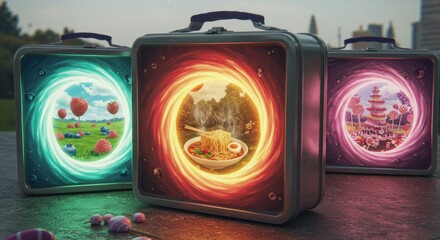 decorative boxes with colored lights