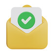 © Ahluva Studio - email,verification,success 3d envelope icon with green tick mark for confirmed message delivery and positive update