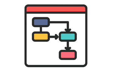 Flowchart graphic design with colorful shapes on transparent background project dependency chart