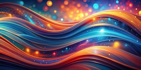 Wall Mural - Abstract cosmic waves flowing through vibrant nebulae, a mesmerizing display of color and light