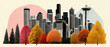 © javu - Collage environment skyline autumn city park trees colorful modern urban skyline collage environment scene with layered buildings and vibrant fall