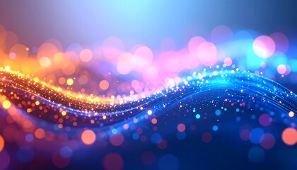Abstract wavy background with vibrant colors and bokeh