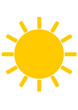 © Ensar - Simple bright yellow sun icon with stylized rays on isolated white background