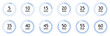 © Nuraisha elements - Set of circular countdown timer icons from 5 to 60 minutes. Timer, clock, stopwatch and cooking time icon set. 5, 10, 15, 20, 25, 30, 35, 40, 45, 50, 55, 60 minutes. Isolated vector illustration.