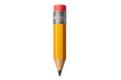 © Michael - Yellow short pencil featuring pink eraser, metallic tip, sitting on transparent backdrop, perfect for learning, designing
