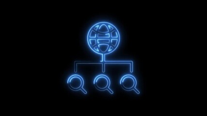 Wall Mural - Glowing neon internet search network concept animation on black background stock video