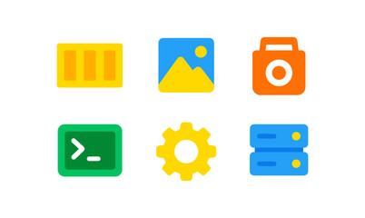 Containerization icon set for modern technology interfaces and digital applications