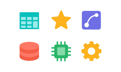 Modern feature store icon set for tech design and application interface