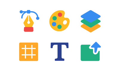 Essential design tools and icons set for creative projects and digital compositions