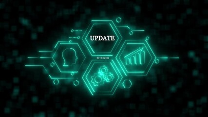 Business, Technology, Internet and network concept. Update software computer program upgrade. glowing 4k vidwo animation