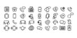 © thrash - Line drawing icon set about phone in monochrome vector