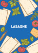 © DiViArts - Traditional Italian pasta. Lasagne frame. Italian food. Staple food. Hand drawn vector illustration. Background for packaging, menu. Top view. Not AI