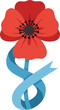 © BD ISLAM - Red poppy with blue ribbon vector illustration