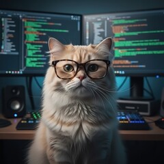 The Cat Coder A Fluffy Programmer Working on Code