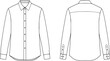 © hacero - An outline drawing of a long-sleeve shirt featuring both front and back views. The design includes a button-up front and a classic collar, vector silhouette illustration isolated on white background
