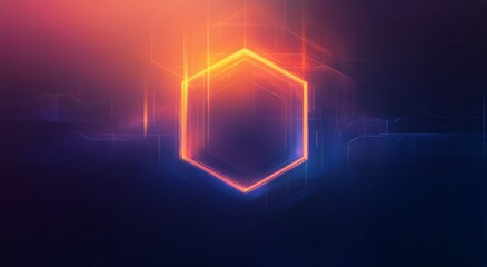Wall Mural - bright glowing hexagon with red, purple, and blue background creates a light show.